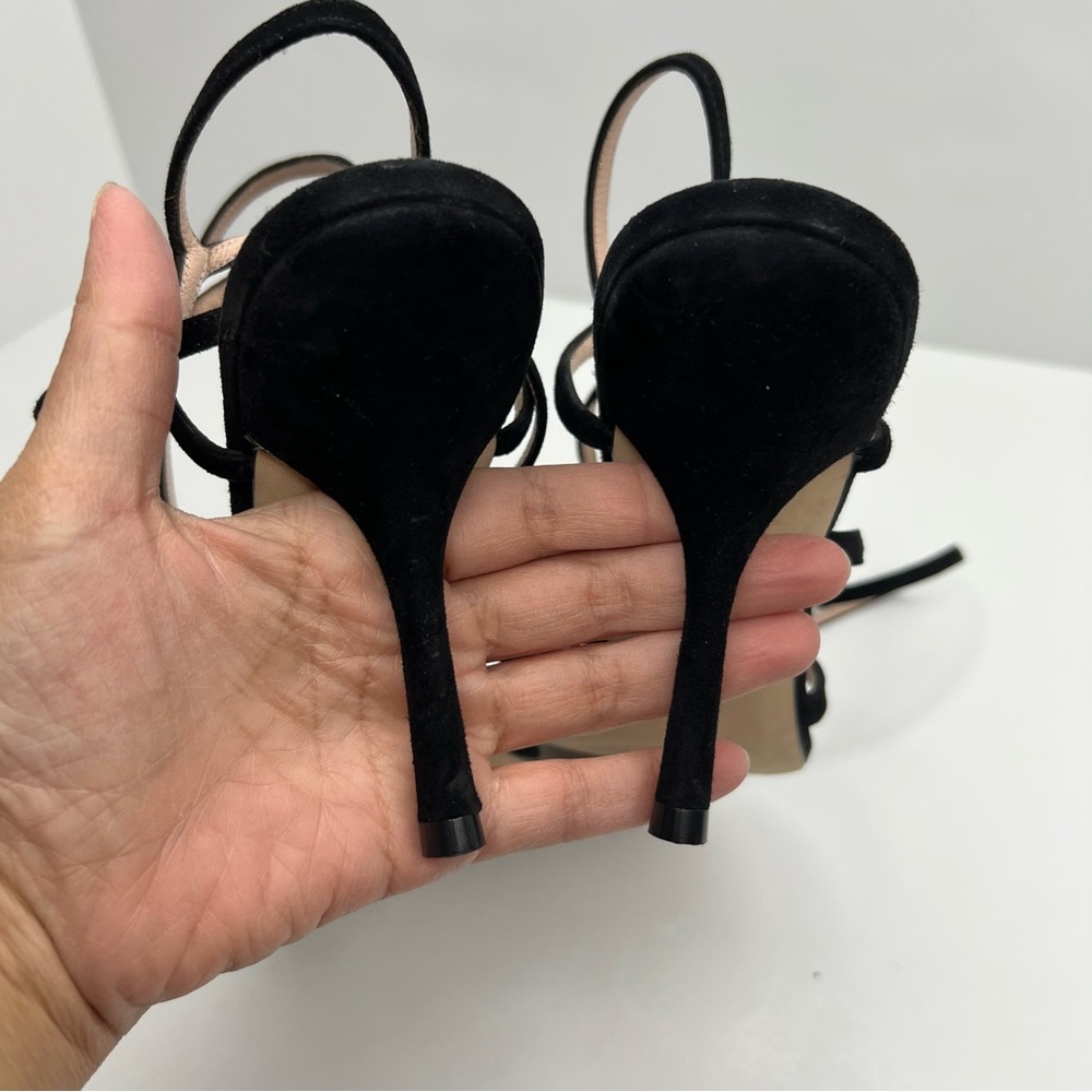 Stuart Weitzman Julina Black Patent Strappy Heels Sandals Size 9.5 - Picture 7 of 13